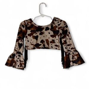 Toddler 18-24m Cow Print Crop Top Fringe Bell Sleeve Boutique